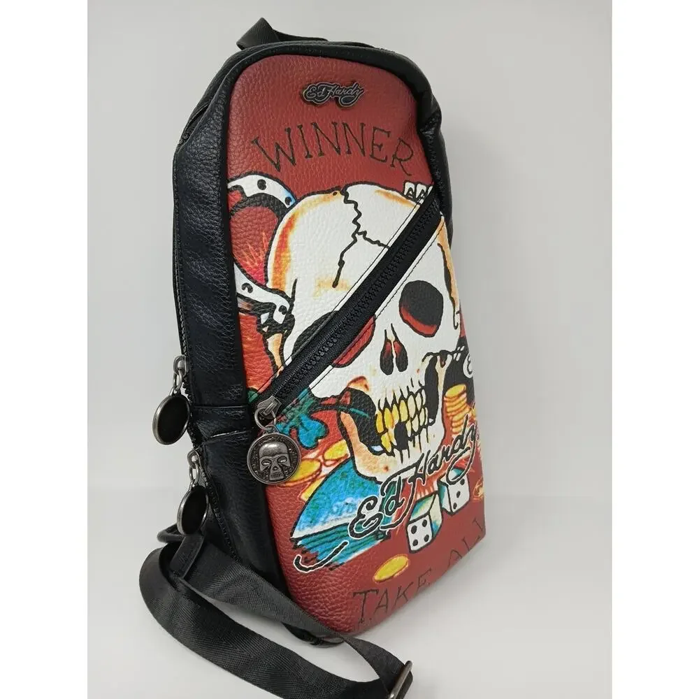 Ed Hardy Black Eagle Skull Sling Bag Crossbody Backpack Y2K Steetwear Tatoo Art